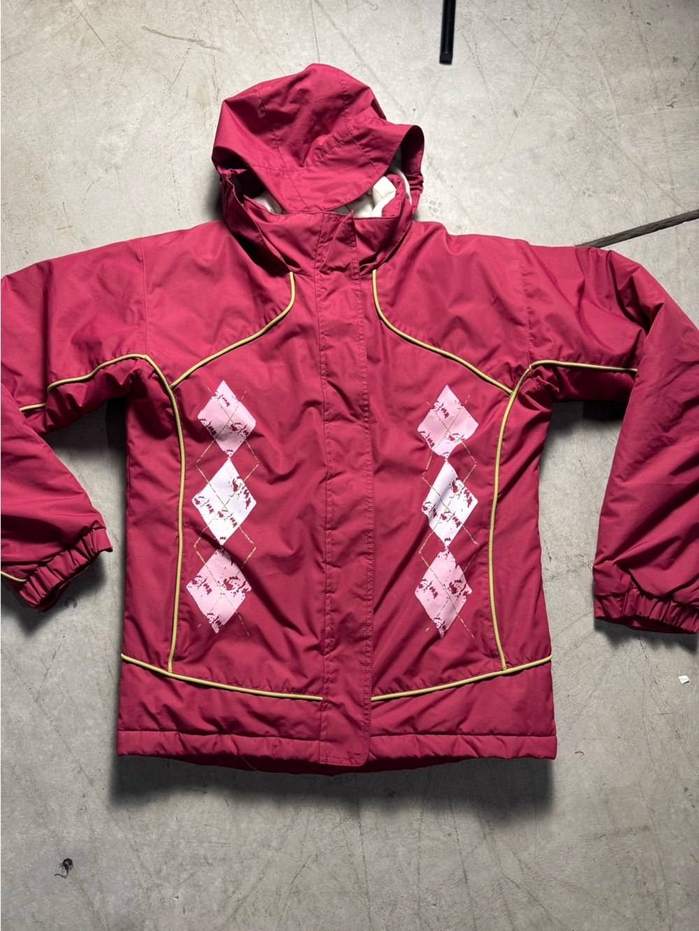Marmot Women's Raspberry Pink Ski Jacket with Diamond Print